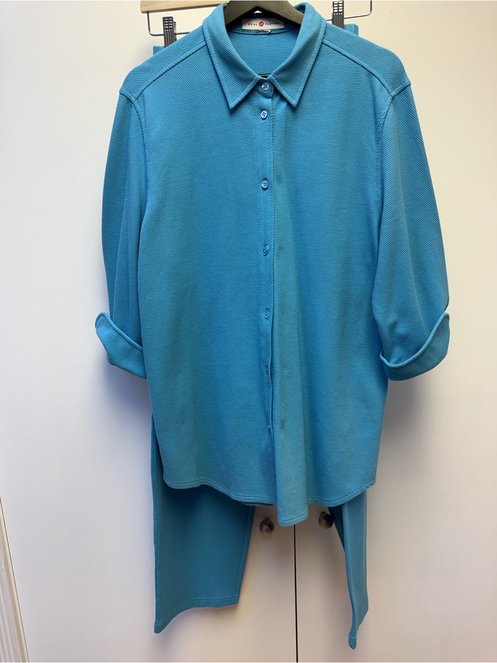Saks Real Clothes Turquoise Pique Jacket and Pants